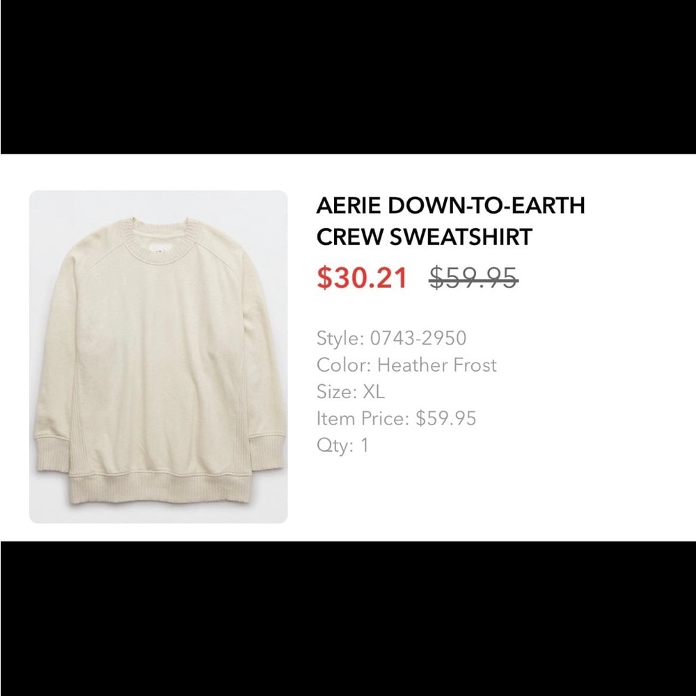 Aerie sweater, barely worn, no stains or rips, size XL, cream color